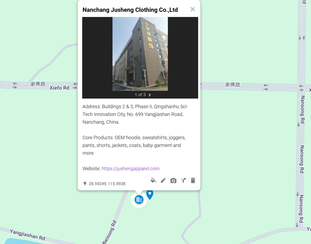 nanchang jusheng clothing factory building at google map